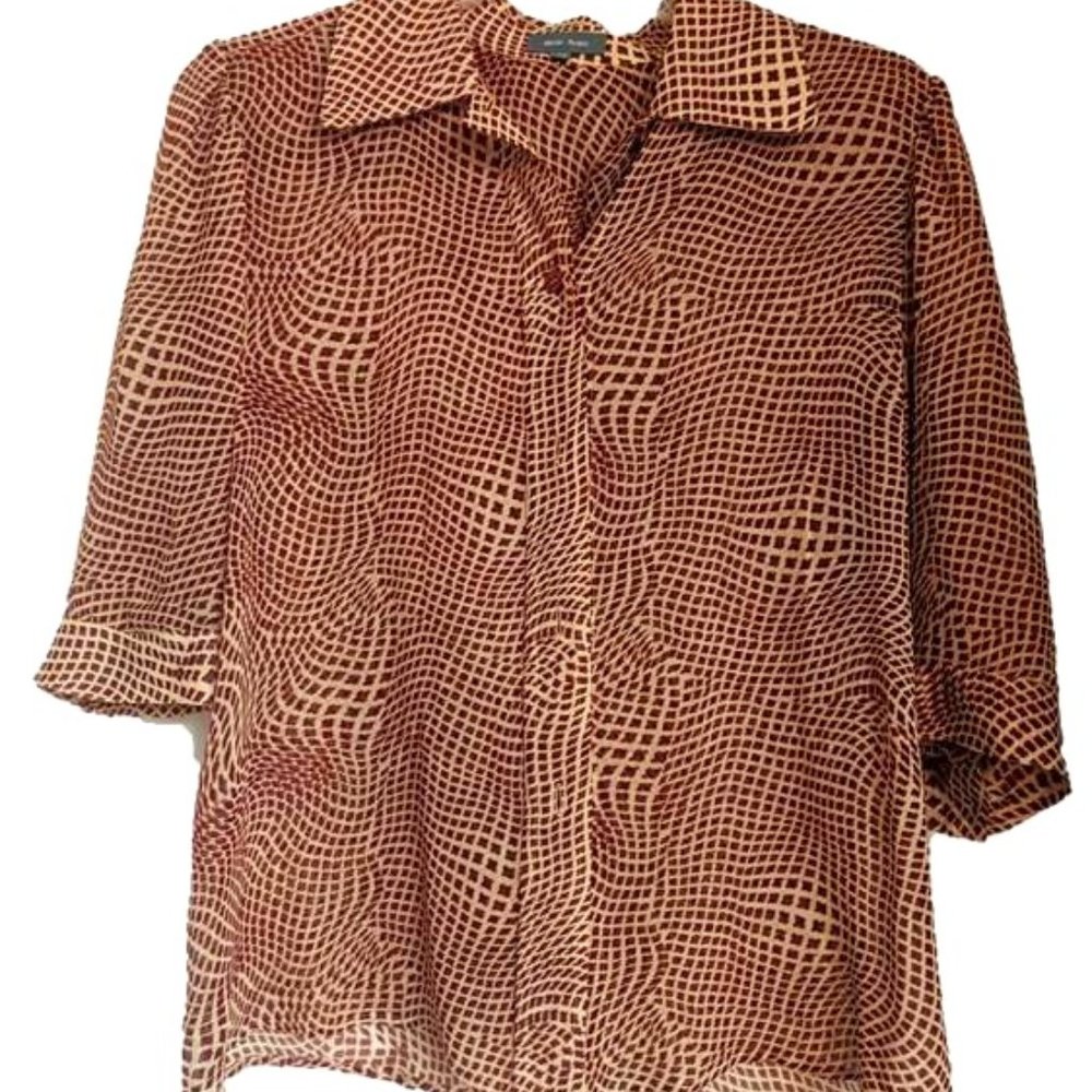 NEW Marc Aurel Short Sleeve Red & Cream Blouse